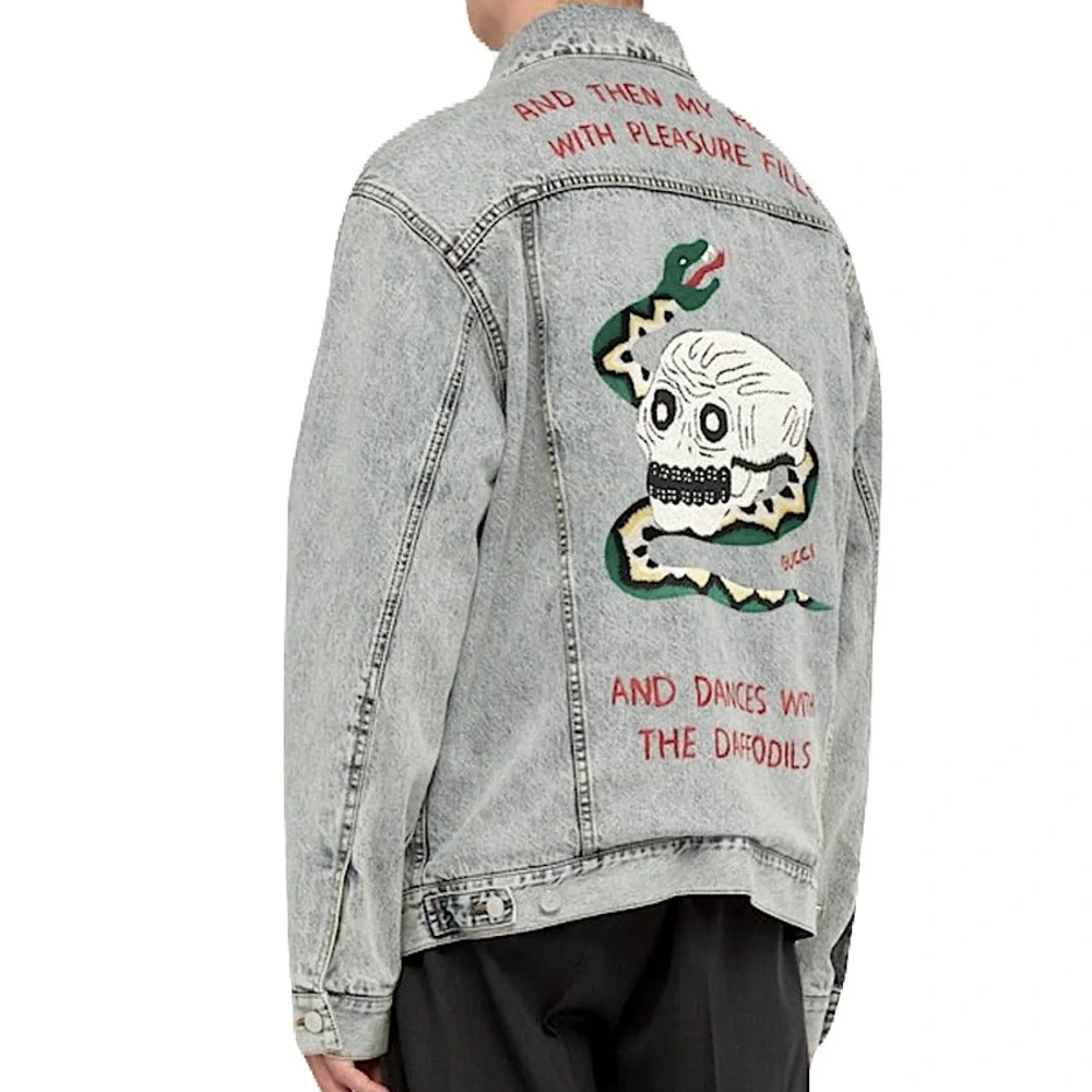 Gucci Blue Denim Oversized Embroidered Jacket UNISEX